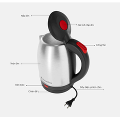 Ấm điện siêu tốc Rạng Đông AST18 ST3, Chất liệu cao cấp inox 304, Kiểm soát nhiệt độ chính xác - Tự động ngắt khi sôi.