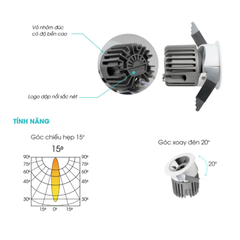 Đèn LED Spotlight Xoay Góc AT40 95/12W – Thiết Kế Nhỏ Gọn, Hiệu Suất Cao, Chiếu Sáng Linh Hoạt Cho Nhiều Nhiệm Vụ