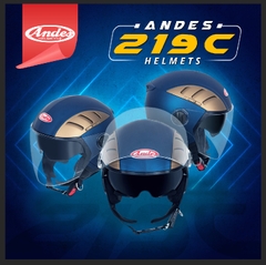 Mũ Bảo Hiểm Andes 3/4 Đầu Có 2 Kính 3S219C-Nhám