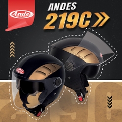 Mũ Bảo Hiểm Andes 3/4 Đầu Có 2 Kính 3S219C-Nhám