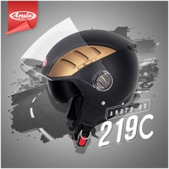 Mũ Bảo Hiểm Andes 3/4 Đầu Có 2 Kính 3S219C-Nhám