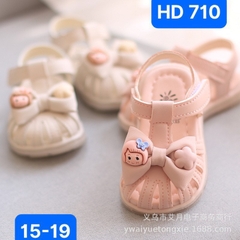 Dép rọ, sandal đế kếp mềm nơ đính thỏ con xinh xắn cho bé gái