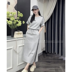 Set Váy Adidas QCCC Thêu Phối Sọc Sườn