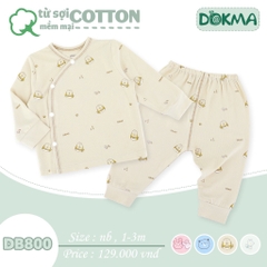 Bộ cài lệch sơ sinh dài tay Dokma 800