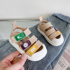 Dép Sandal da màu nâu 3 quai bé trai Niek size 21-25