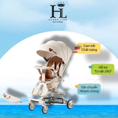 Xe đẩy BW gấp gọn thông minh, đảo chiều, xoay 360 độ có thể nằm, ngả , ngồi tặng kèm bàn ăn dặm và đệm ngồi