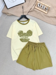Bộ cộc thun lạnh nữ cotton in hình MEI.D