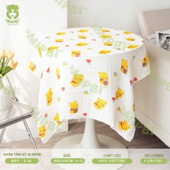 Khăn tắm xô in 6 lớp Mipbi mềm thấm hút tốt an toàn cho bé