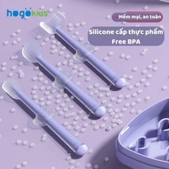 Set 3 bàn chải rơ lưỡi silicon 3 giai đoạn hogokids có hộp đựng cho bé từ 0-18m