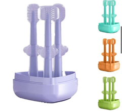 Set 3 bàn chải rơ lưỡi silicon 3 giai đoạn hogokids có hộp đựng cho bé từ 0-18m