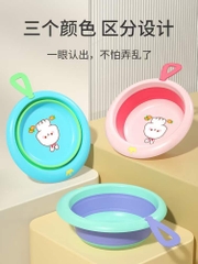 Chậu Rửa Mặt Gấp Gọn Silicon Đa Năng cho bé có quai treo mẫu mới 2023