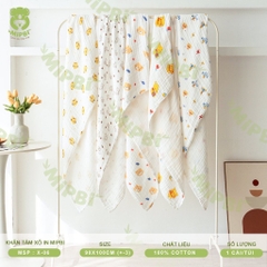 Khăn tắm xô in 6 lớp Mipbi mềm thấm hút tốt an toàn cho bé