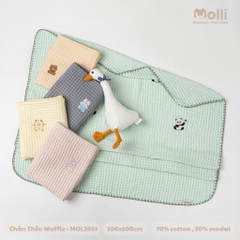 Chăn Thêu Hình Waffle Cho Bé , Kích Thước 100x100xm , 70% Cotton 30% Modal