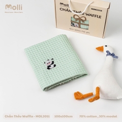 Chăn Thêu Hình Waffle Cho Bé , Kích Thước 100x100xm , 70% Cotton 30% Modal