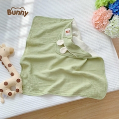 Khăn Choàng Ủ Xô Muslin Cao Cấp Bunny Có Mũ Siêu Thoáng Mát Cho Bé Sơ Sinh