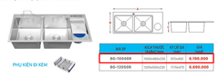 Chậu Rửa 2 Hộc Cánh Chờ B-GEM BG-10048R
