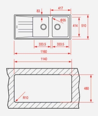 Chậu Rửa TEKA MEASTRO STONE 80 B-TG 2B 1D (Black)