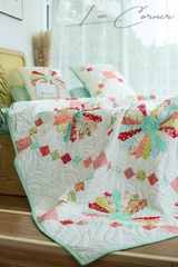 Chăn ghép vải hình quả trám trắng, chần máy kích thước 2mx2m2