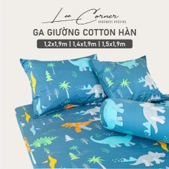 Ga giường Cotton cao cấp LEE CORNER, vải Thô lụa Hàn, drap giường size 1,2x9m 1,4x9m 1,5x9m