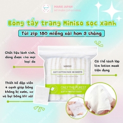 Bông Tẩy Trang Miniso Sọc Xanh Bịch 180 Miếng Nhật Bản