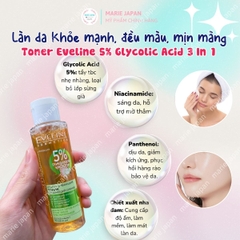 Toner Eveline 5% Glycolic Acid 3 In 1 Căng Bóng Sáng Da Mờ Thâm Sạm Ba Lan Chai 110ml