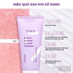 Sữa Rửa Mặt TIAM Snail & Azulene Low Ph Cleanser Dịch Lọc Ốc Sên Làm Dịu Phục Hồi Da Hàn Quốc 200ml - TẶNG KÈM SERUM PHỤC HỒI DA TIAM CAO CẤP 30ML