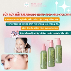 Sữa Rửa Mặt Sủi Bọt Lalarecipe Hemp Seed  Mild Cica 3In1 Sạch Sâu Cấp Ẩm Dịu Nhẹ Hàn Quốc