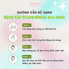 Bông Tẩy Trang Miniso Sọc Xanh Bịch 180 Miếng Nhật Bản