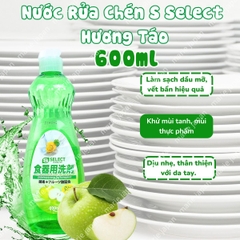 Nước Rửa Chén S Select Đánh Bay Dầu Mỡ Khử Mùi Tanh An Toàn Cho Da Dishwashing Detergent Nhật Bản 600ml