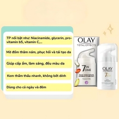 Kem Dưỡng Ngày Đêm Olay Total Effects 7 In 1 Dưỡng Da Trắng Sáng Mềm Mịn Chống Lão Hóa Bản Anh 50ml