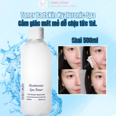 Nước Hoa Hồng BadSkin Cấp Ẩm Sâu Căng Bằng PH Căng Mịn Da Hyaluronic Spa Toner Hàn Quốc 500ml