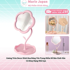 Gương Tròn Decor Hình Hoa Đáng Yêu Trang Điểm Để Bàn Xinh Xắn Có Khay Đựng Nhỏ Gọn