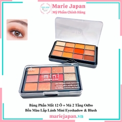 Bảng Phấn Mắt 12 Ô + Má 2 Tầng Odbo Bền Màu Lấp Lánh Mini Eyeshadow & Blush