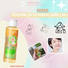 Toner Eveline 5% Glycolic Acid 3 In 1 Căng Bóng Sáng Da Mờ Thâm Sạm Ba Lan Chai 110ml