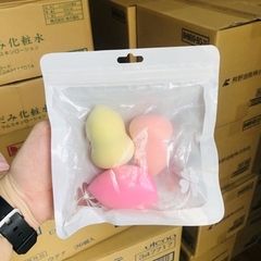 Set 3 Bông Tán Phấn Nền Túi Zip - Màu Ngẫu Nhiên