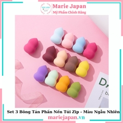 Set 3 Bông Tán Phấn Nền Túi Zip - Màu Ngẫu Nhiên