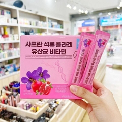 Bột Uống Collagen Lựu Đỏ Nhuỵ Hoa Nghệ Tây Làm Đẹp Da Chống Lão Hóa Hộp 30 Gói