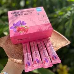 Bột Uống Collagen Lựu Đỏ Nhuỵ Hoa Nghệ Tây Làm Đẹp Da Chống Lão Hóa Hộp 30 Gói