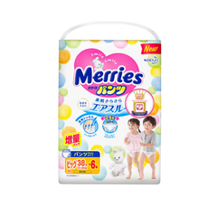 Tã Quần Merries Nhật Bản Nội Địa thêm miếng - Size XL 38+6 Miếng