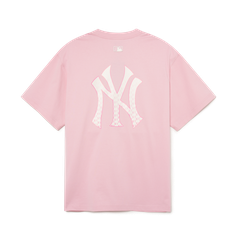 Áo Phông MLB Monogram Logo NY Loang Màu Hồng