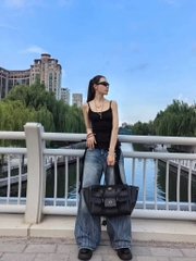 Túi Balenciaga Bel Air Medium Carry Bản Remake Hàn Đen Khoá Vàng 38cm