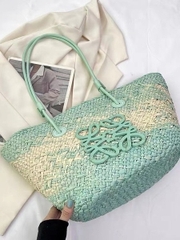 Túi Tote Đi Biển Loewe Remake Korea Đan Cói