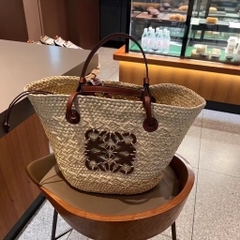 Túi Tote Đi Biển Loewe Remake Korea Đan Cói