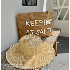 Túi cói chữ "KEEPING IT SALTY"