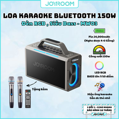 Loa không dây bluetooth Joyroom MW03 150W karaoke speaker tặng kèm 2 mic hát