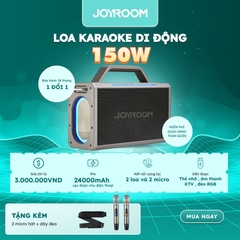 Loa không dây bluetooth Joyroom MW03 150W karaoke speaker tặng kèm 2 mic hát