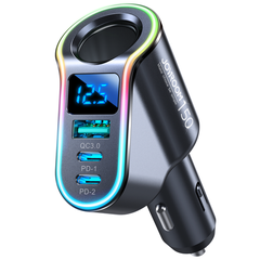 Tẩu sạc nhanh Joyroom CL21 150W có RGB 1 tẩu 3 cổng sạc 2*PD+USB Car Charger