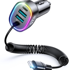 Tẩu sạc nhanh Joyroom CL20 57W 4-in-1 Car Charger với 4 cổng 2USB + 1PD và iP nối dài