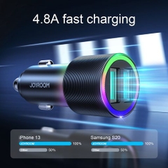 Tẩu sạc ô tô Joyroom CL10 4.8A 2 cổng sạc USB Car Charger có đèn led rgb viền sạc dùng cho xe hơi