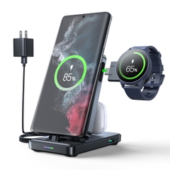 Đế sạc không dây Joyroom WQS01 4 in 1 cổng Type C dùng cho điện thoại Samsung, Android Magnetic Charging Station for phone for watch for earphone